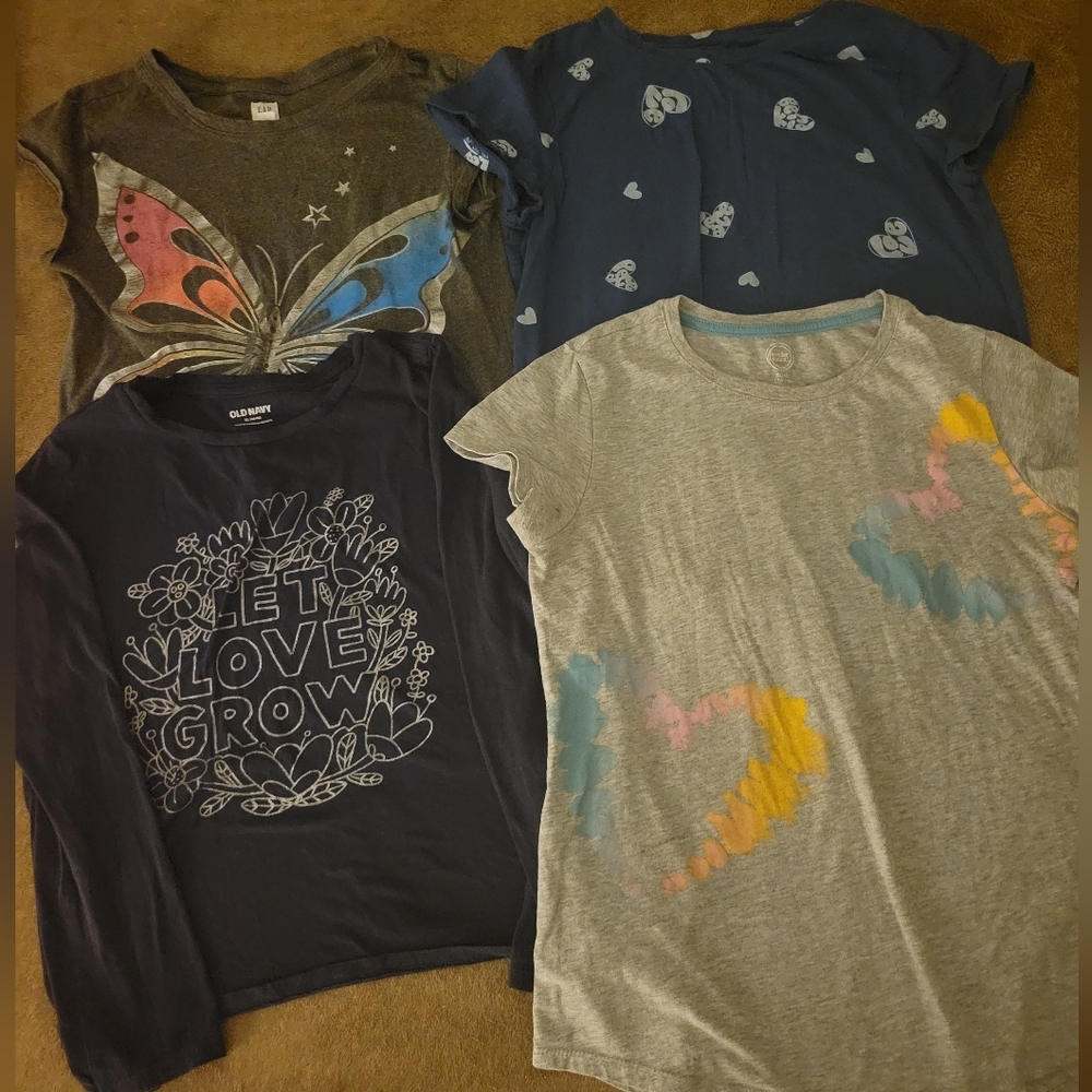 Bundle-Girls' Graphic T-Shirts, 3 Cap Sleeve And 1 Long Sleeve